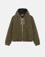 STUSSY WORK JACKET INSULATED CANVAS OLIVE