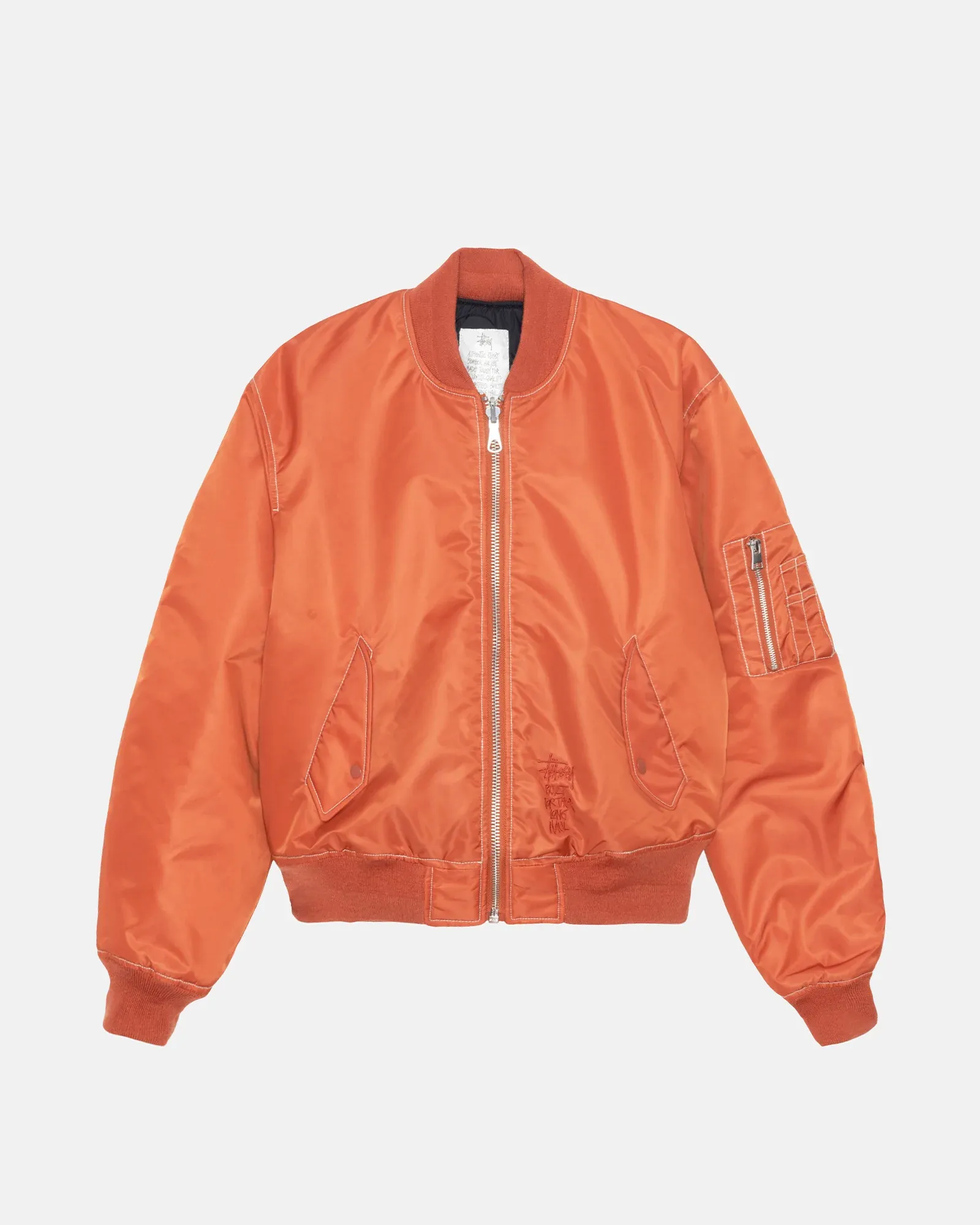STUSSY BUILT REVERSIBLE BOMBER JACKET BRICK STUSSY BUILT REVERSIBLE BOMBER JACKET BRICK