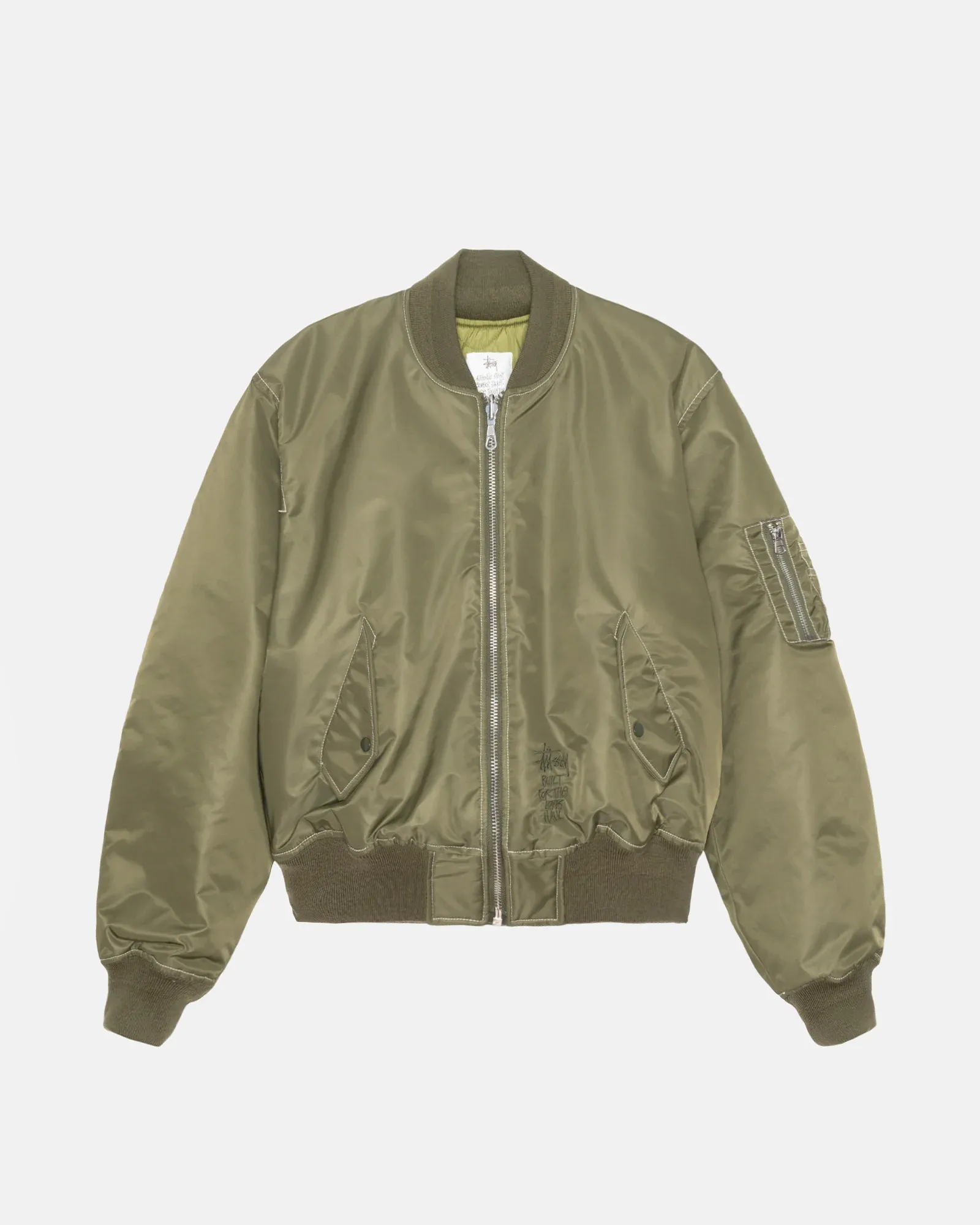STUSSY BUILT REVERSIBLE BOMBER JACKET OLIVE STUSSY BUILT REVERSIBLE BOMBER JACKET OLIVE