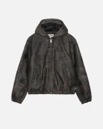 STUSSY WORK JACKET STONEWASH LEATHER BLACK