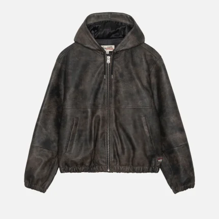 STUSSY WORK JACKET STONEWASH LEATHER BLACK