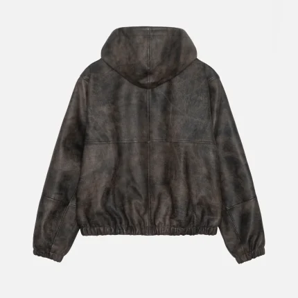 STUSSY WORK JACKET STONEWASH LEATHER BLACK