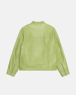 STUSSY CAFE RACER LEATHER JACKET GREEN