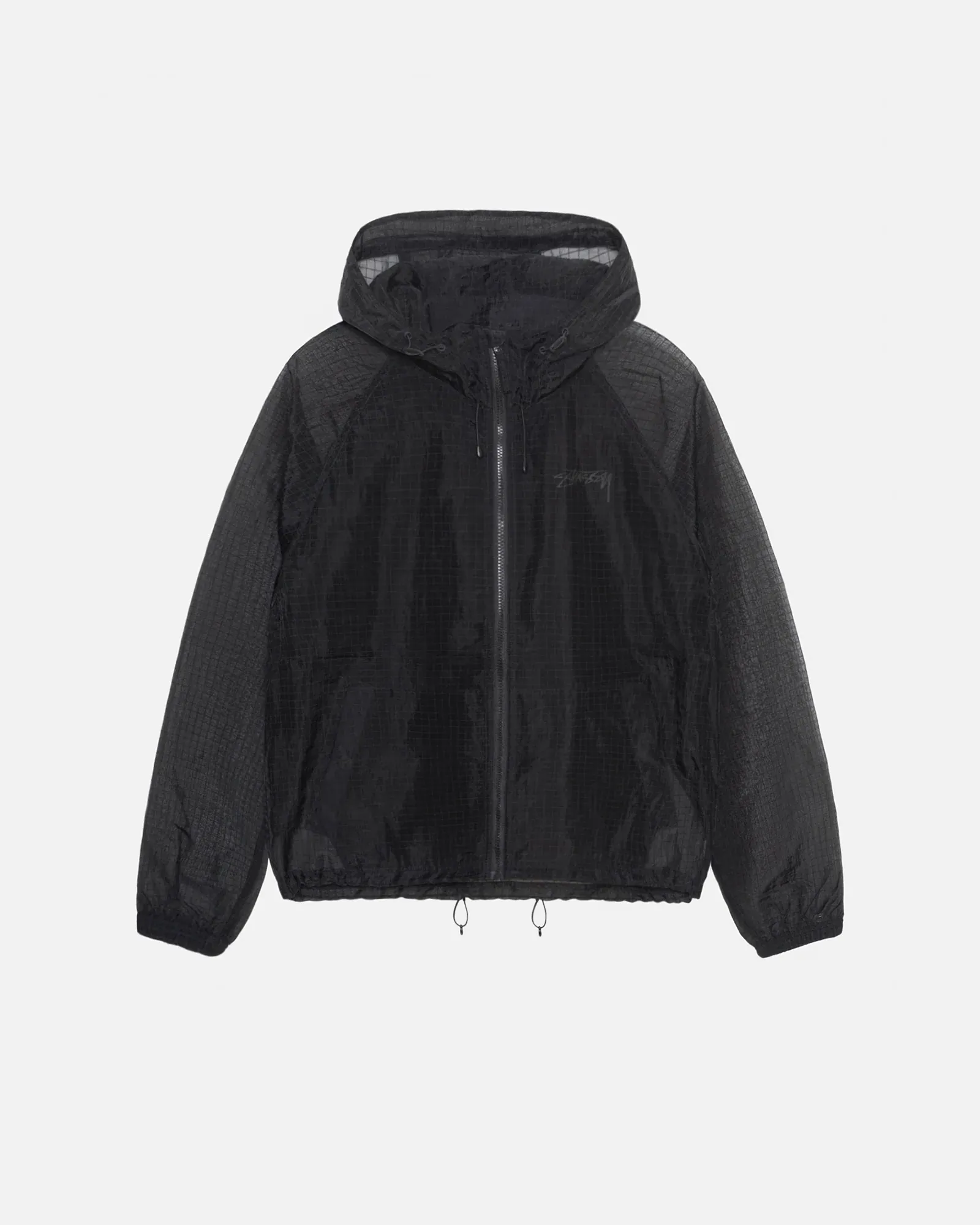 STUSSY BEACH SHELL TRANSPARENT RIPSTOP BLACK STUSSY BEACH SHELL TRANSPARENT RIPSTOP BLACK