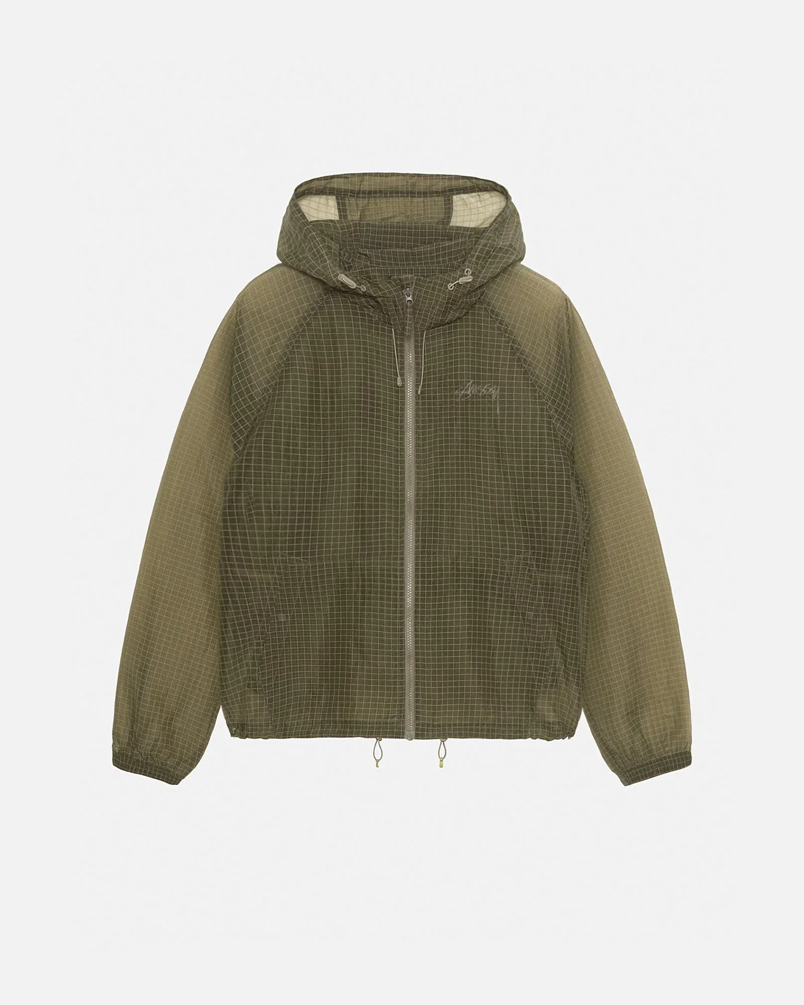 STUSSY BEACH SHELL TRANSPARENT RIPSTOP OLIVE STUSSY BEACH SHELL TRANSPARENT RIPSTOP OLIVE