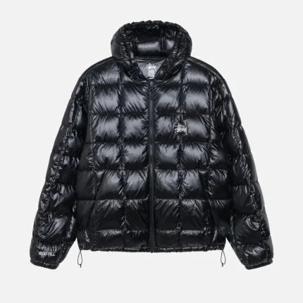 STUSSY MIDWEIGHT HOODED PUFFER BLACK