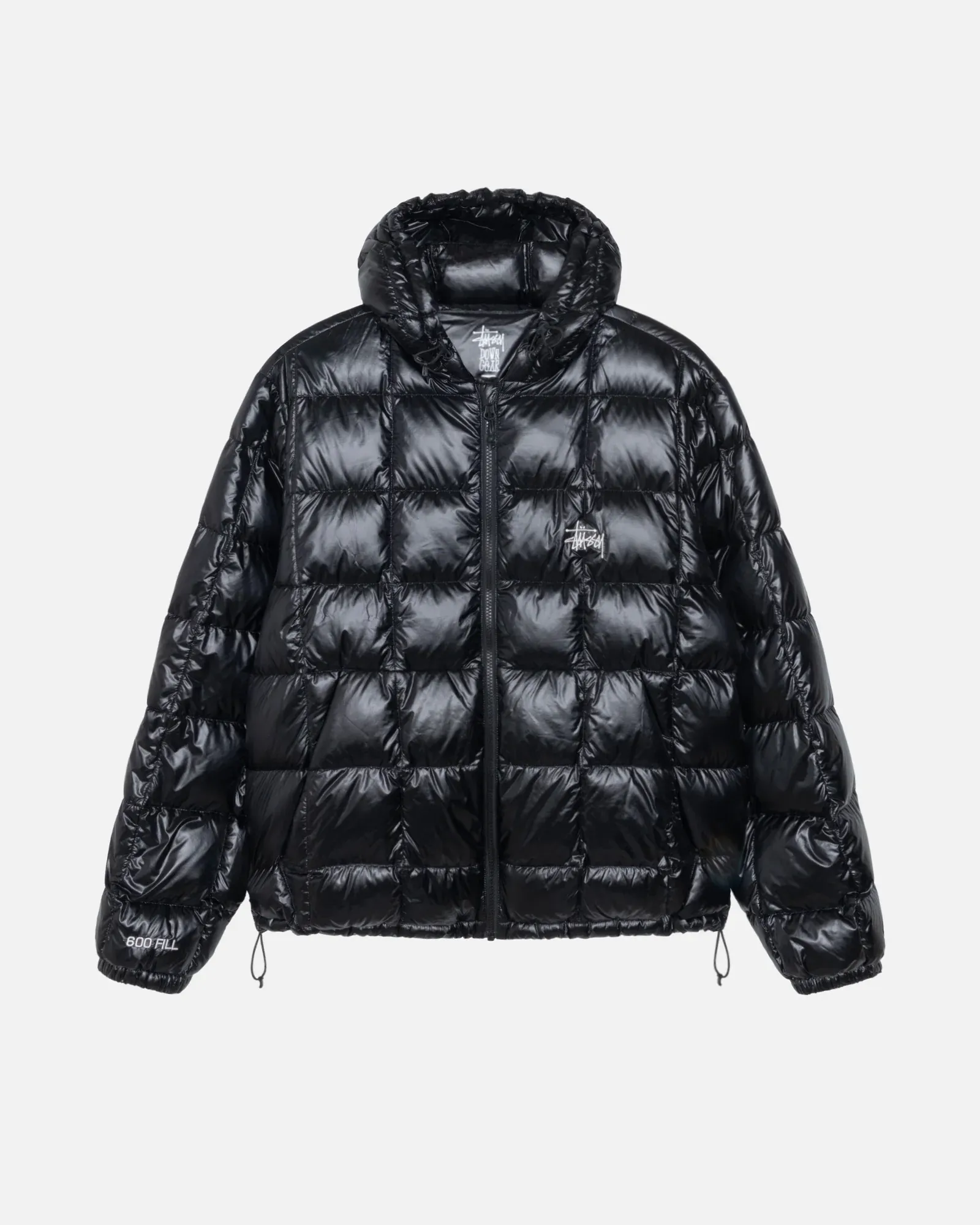 STUSSY MIDWEIGHT HOODED PUFFER BLACK STUSSY MIDWEIGHT HOODED PUFFER BLACK