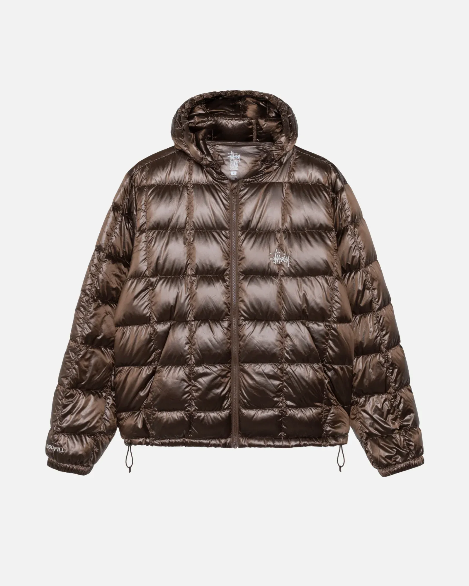 STUSSY MIDWEIGHT HOODED PUFFER BROWN STUSSY MIDWEIGHT HOODED PUFFER BROWN