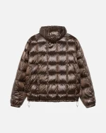 STUSSY MIDWEIGHT HOODED PUFFER BROWN