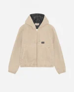 STUSSY WORK JACKET CANVAS NEEDLE PUNCH KHAKI