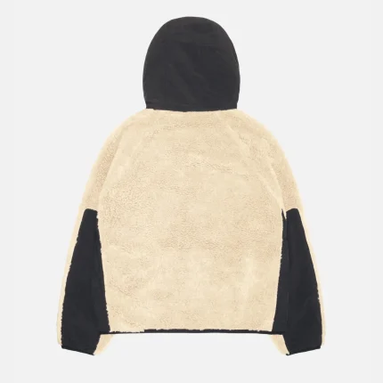 STUSSY SHERPA PANELED HOODED JACKET BEIGE