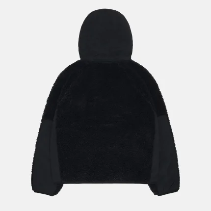 STUSSY SHERPA PANELED HOODED JACKET BLACK