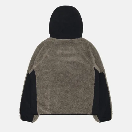 STUSSY SHERPA PANELED HOODED JACKET STONE