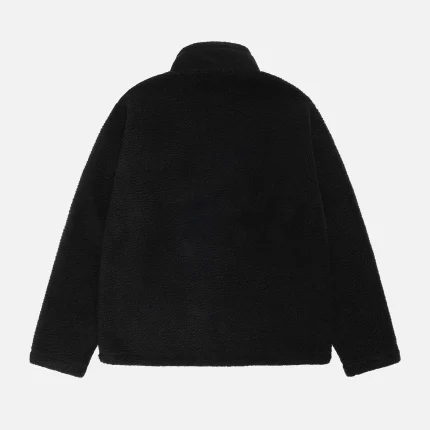 STUSSY POLAR FLEECE HALF ZIP MOCK NECK BLACK