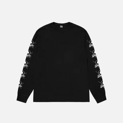 STUSSY FOILS LS TEE PIGMENT DYED BLACK