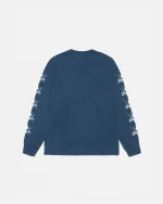 STUSSY FOILS LS TEE PIGMENT DYED NAVY