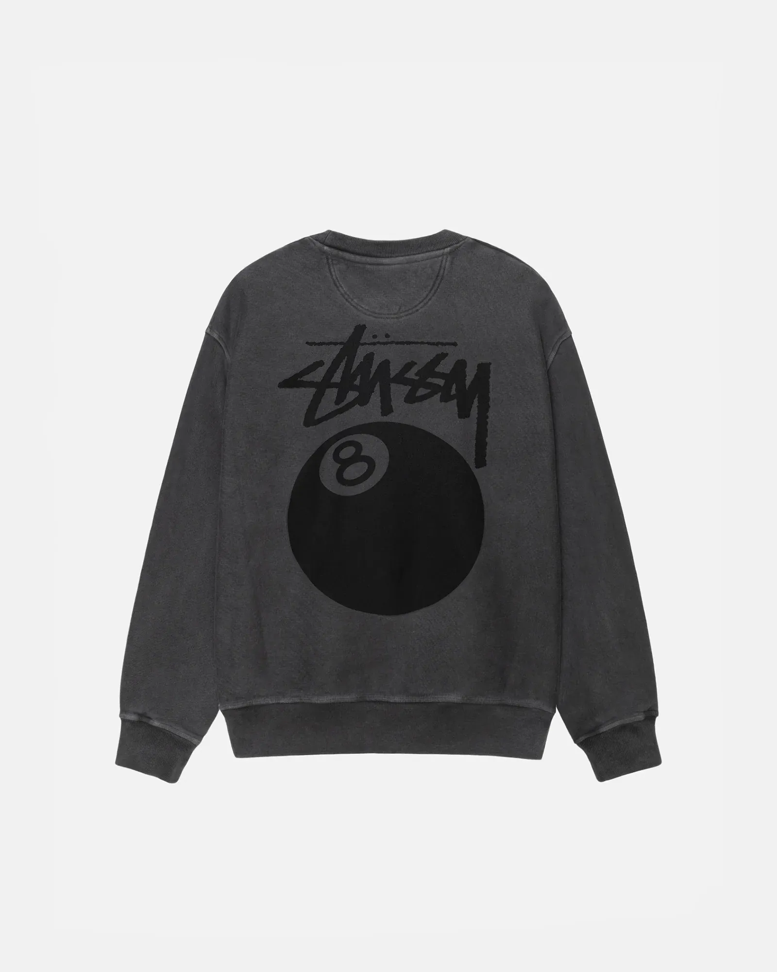 STUSSY 8 BALL CREW PIGMENT DYED BLACK STUSSY 8 BALL CREW PIGMENT DYED BLACK