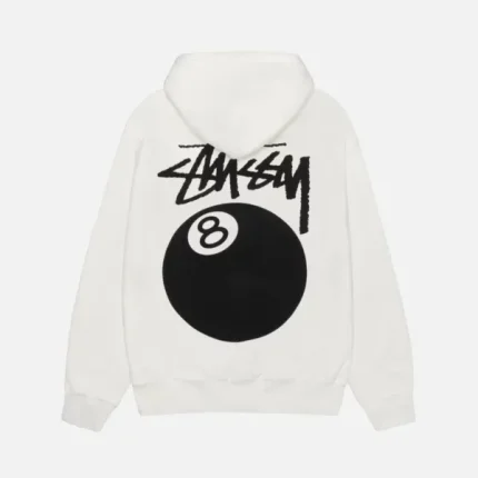 STUSSY 8 BALL HOODIE PIGMENT DYED WHITE
