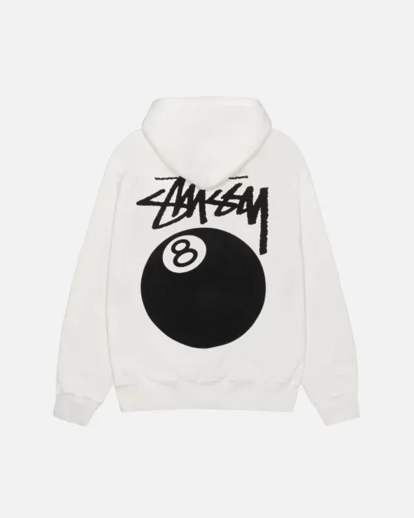 STUSSY 8 BALL HOODIE PIGMENT DYED WHITE STUSSY 8 BALL HOODIE PIGMENT DYED WHITE