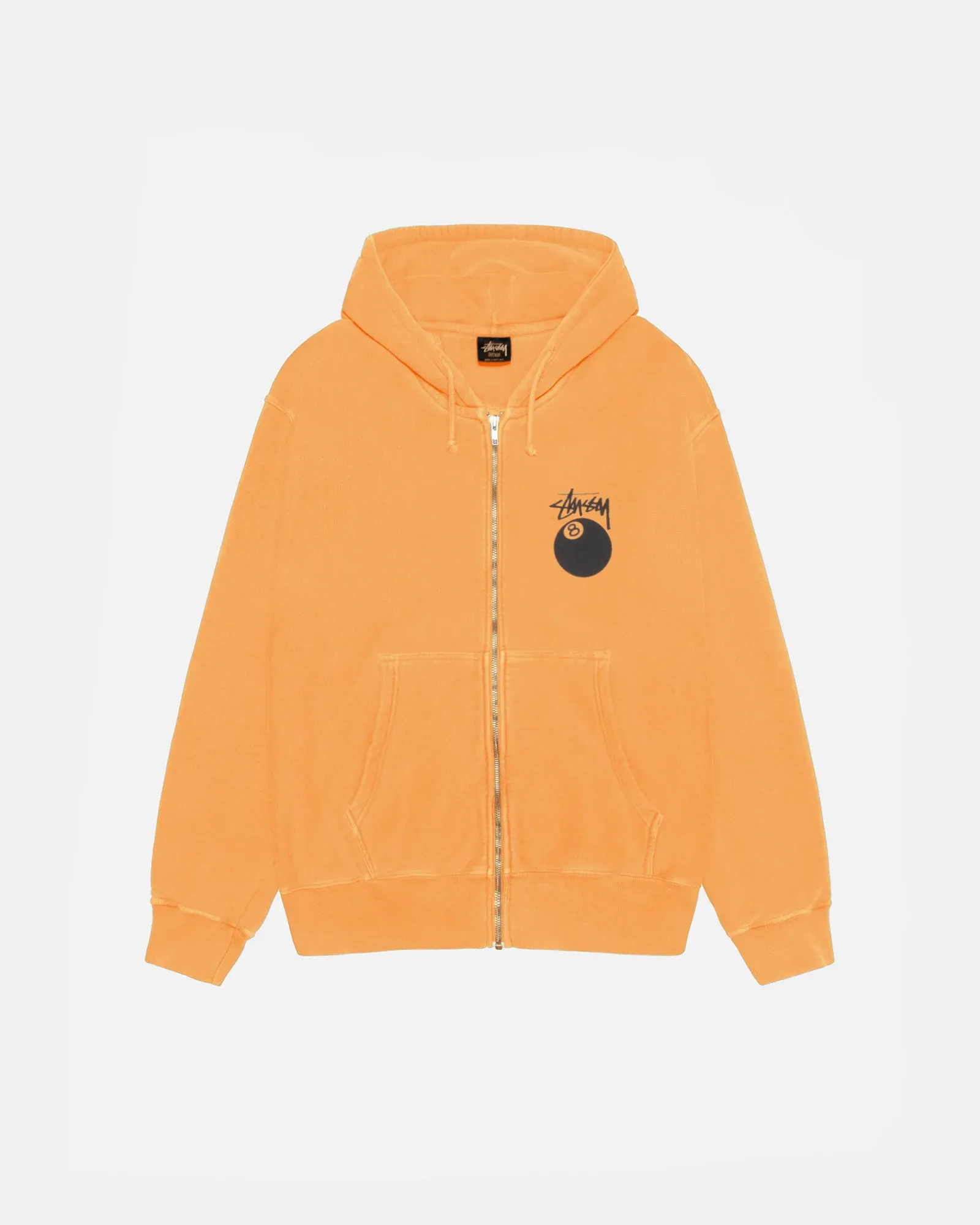 STUSSY 8 BALL ZIP HOODIE PIGMENT DYED YELLOW STUSSY 8 BALL ZIP HOODIE PIGMENT DYED YELLOW