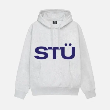 STUSSY ALL CAPS HOODIE ASH HEATHER