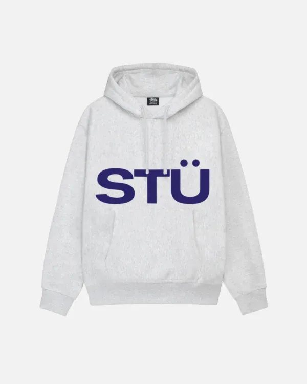 STUSSY ALL CAPS HOODIE ASH HEATHER STUSSY ALL CAPS HOODIE ASH HEATHER