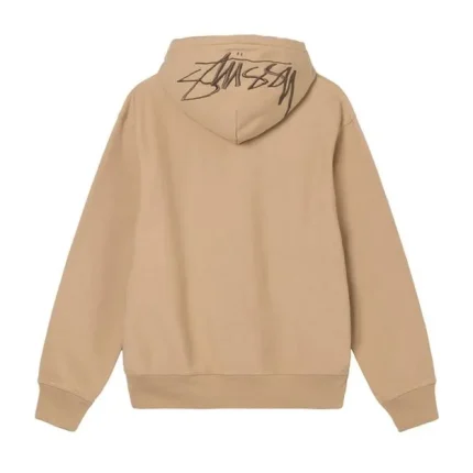 Stussy BACK HOOD EMBROIDERED HOODIE Beige
