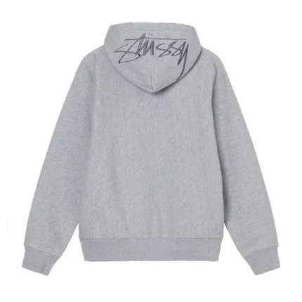 Stussy BACK HOOD EMBROIDERED HOODIE Grey Heather