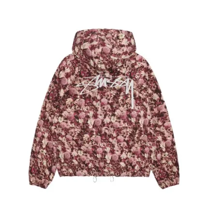 Stussy Beach Shell Floral Nylon Maroon