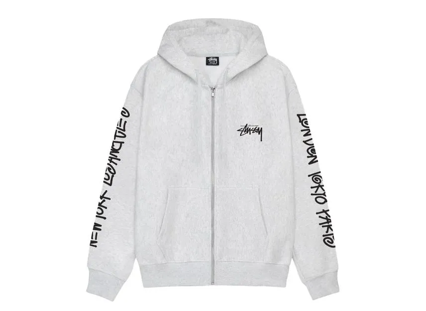 Stussy Big Cities Zip Hoodie Ash Heather Stussy Big Cities Zip Hoodie Ash Heather
