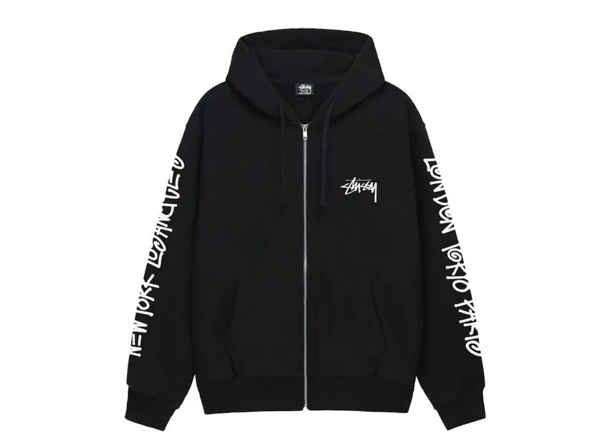 Stussy Big Cities Zip Hoodie Black Stussy Big Cities Zip Hoodie Black