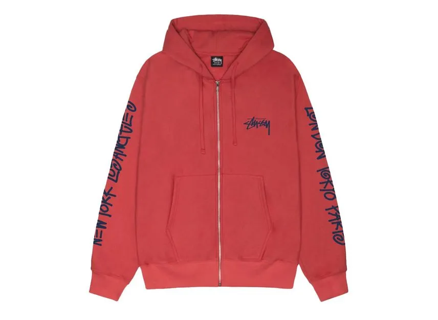Stussy Big Cities Zip Hoodie Pepper Stussy Big Cities Zip Hoodie Pepper