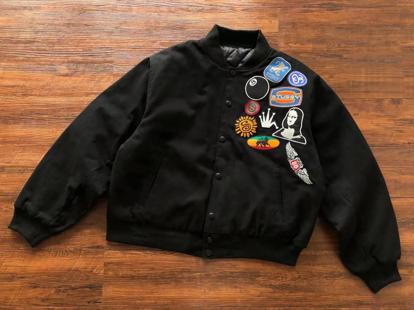 Stussy Souvenir Stadium Bomber Black Jacket Stussy Souvenir Stadium Bomber Black Jacket