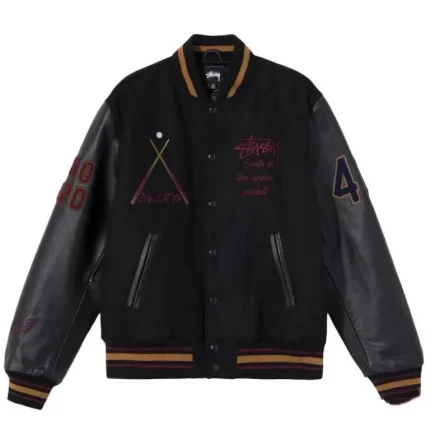 Stussy Varsity Jacket 40Th Anniversary Windbreaker Black