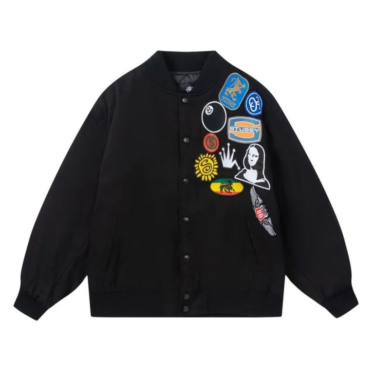 Stussy Varsity Jacket 40Th Anniversary Windbreaker Black Stussy Varsity Jacket 40Th Anniversary Windbreaker Black
