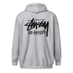 Unisex Stussy Los Angeles Zip up Hoodie grey