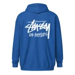 Unisex Stussy Los Angeles Zip up Hoodie royal..