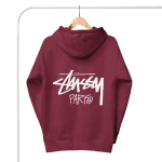 Unisex Stussy Paris Hoodie mahroon