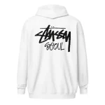 Unisex Stussy Seoul zip hoodie white